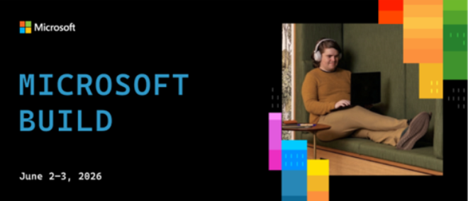 Microsoft Build June 2–3, 2026 with developer on laptop